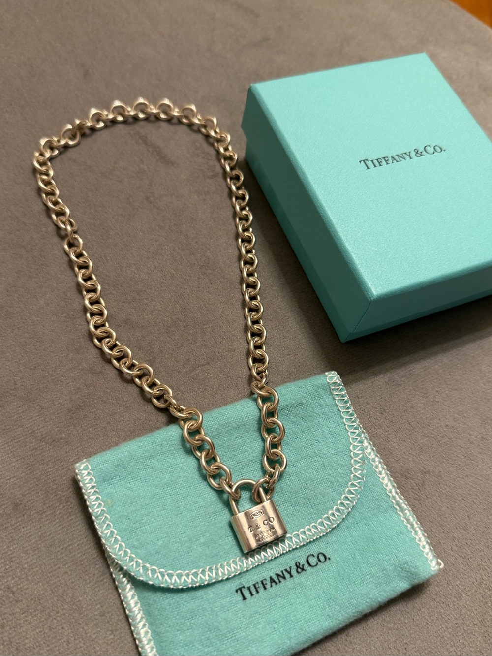 Tiffany & Co. Silver Padlock Necklace with Signature Blue Pouch - Picture 6 of 6